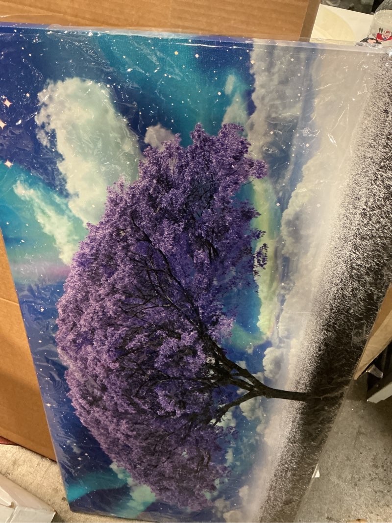 Condition photo showing Good Condition for DZL Art H71262 Tree Wall Art Canvas Prints Wall Art Purple Tree Abstract Scenery Pictures Artwork Framed for Living Room Bedroom Bathroom Office Home Decor Purple Tree 48L" x 24W"