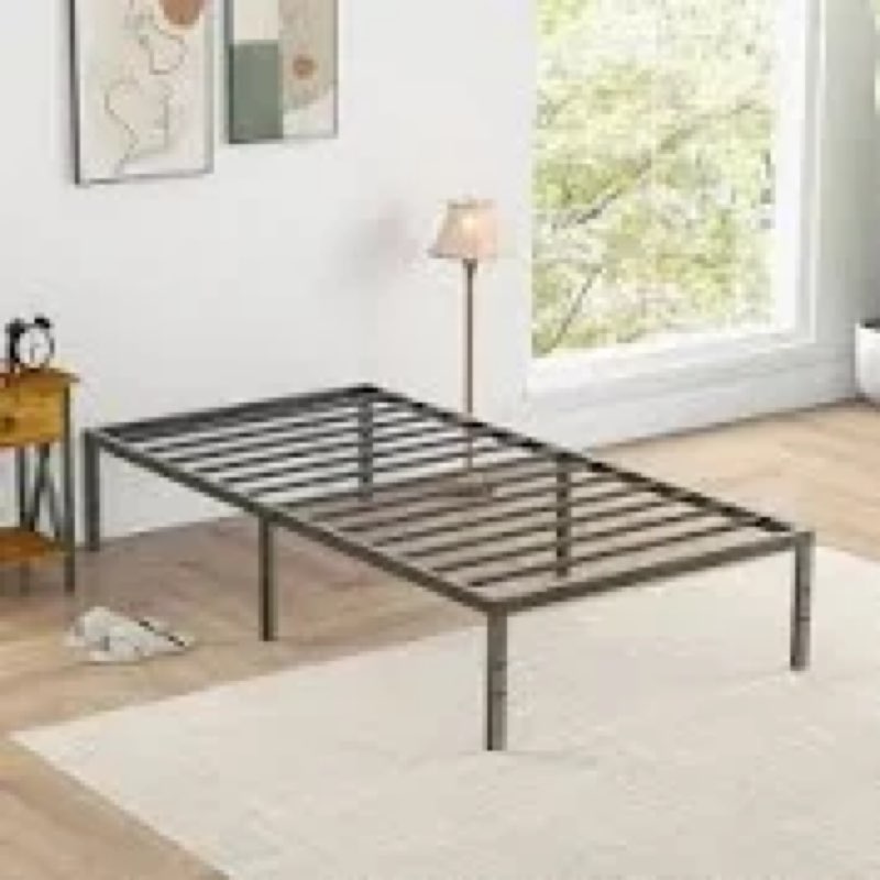 VIPSHOW 10 Inch Twin Metal Bed Frame Round Corner Low Platform Bed Frames 3000 LBS Heavy Duty Steel 