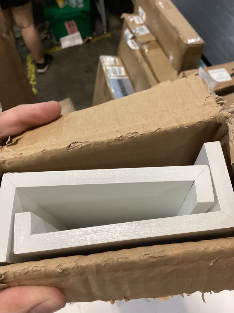 Condition photo showing Good Condition for fun memories picture ledge shelves set of 2, 24 inch rustic wall mounted floating shelves with lip for home storage and décor in bathroom, kitchen, nursery, bedroom, living room, white white 24inch