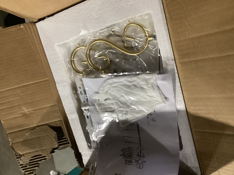 Condition photo showing New/Like New for ANJIADENGSHI Mini Crystal Chandelier K9 Crystal Lighting Chandelier for Living Room 5 E12 Bulbs High 16.5 in x Diameter 16.9 in, Golden Gold 16.5" High 17" Wide