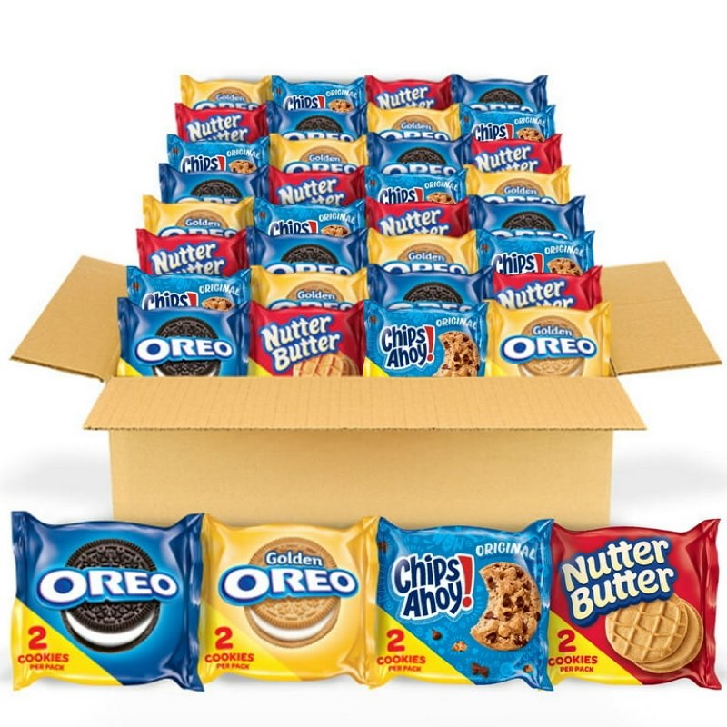 OREO Original, OREO Golden, CHIPS AHOY! & Nutter Butter Cookie Variety Pack, 56 ct Snack Packs