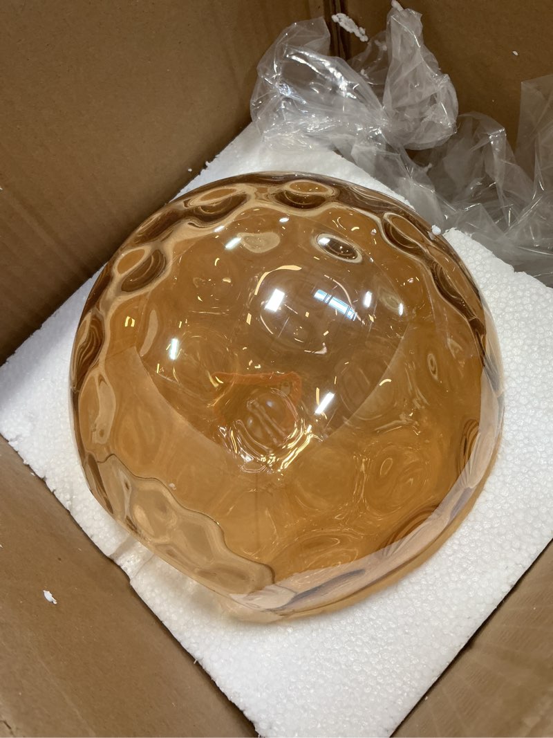 Condition photo showing Good Condition for Glass Lamp Shade Replacement Globe for Light Fixture, 1-5/8 inch Fitter, 7.1\" Diameter, 6.3\" Height, Clear Glass Cover color brown