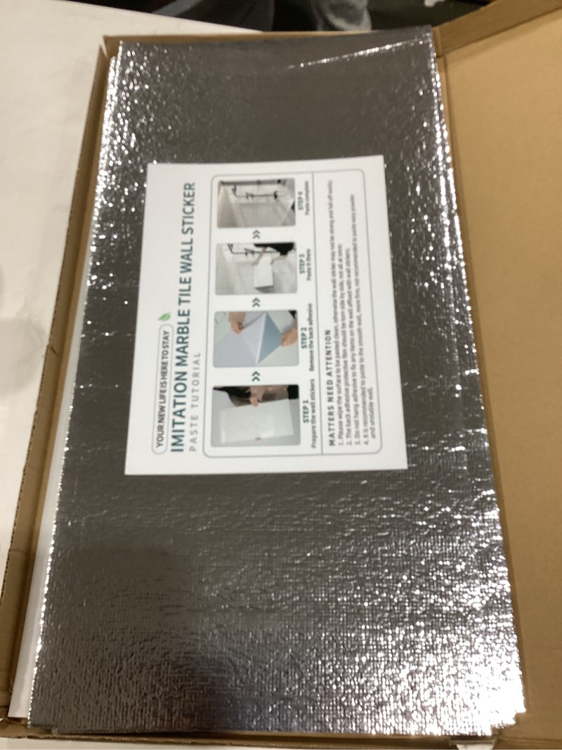 Condition photo showing As Is for 10-Pack Peel & Stick Marble PVC Wall Tiles, 23.6x11.8 Inch Panels