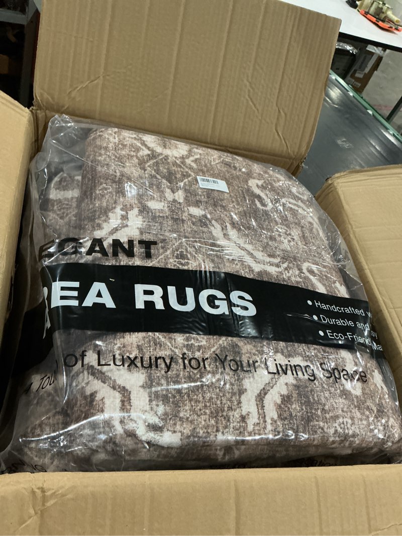 Condition photo showing Good Condition for witshock 9x12 rugs for living room - washable modern abstract soft low pile non-slip neutral large indoor carpet for bedroom, dining room, nursery, office home decor - dark brown