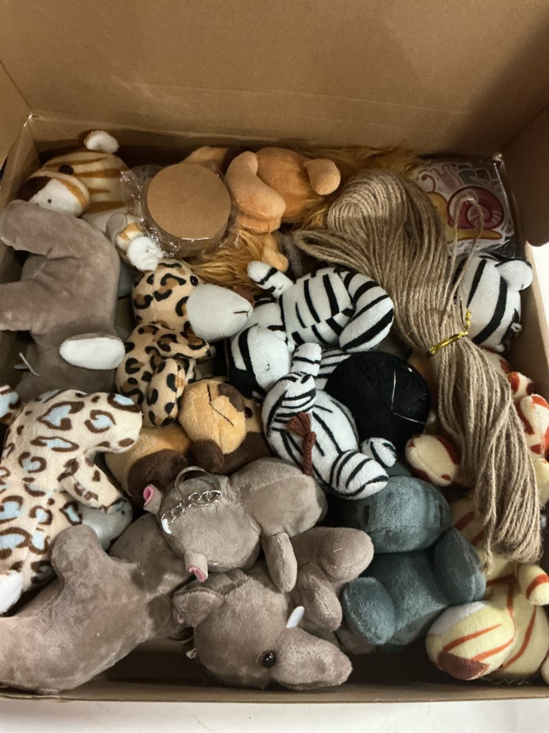 Condition photo showing New/Like New for spakon 88 pcs adopt an animal favor for boys and girls wildlife party favors includes 18 sets mini wild animal stuffed animals plush keychains gift box house stickers for wildlife birthday party 88 wildlife