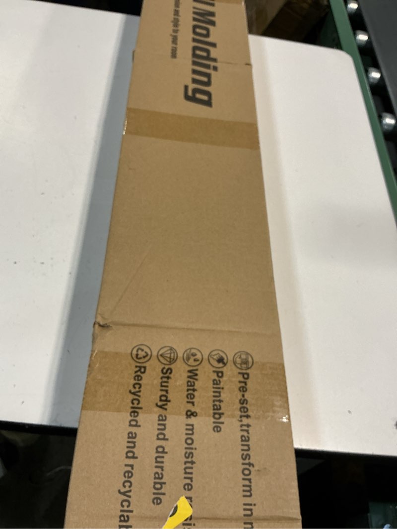 Condition photo showing New/Like New for Art3d Pre-Cut Wall Molding Set of 6 pcs, Ready-to-Assemble Wainscoting Panels for Interior Wall Décor Living Room Bedroom Accent Wall - Installed with Glue, 3 Top 3 Bottom White: Style 2