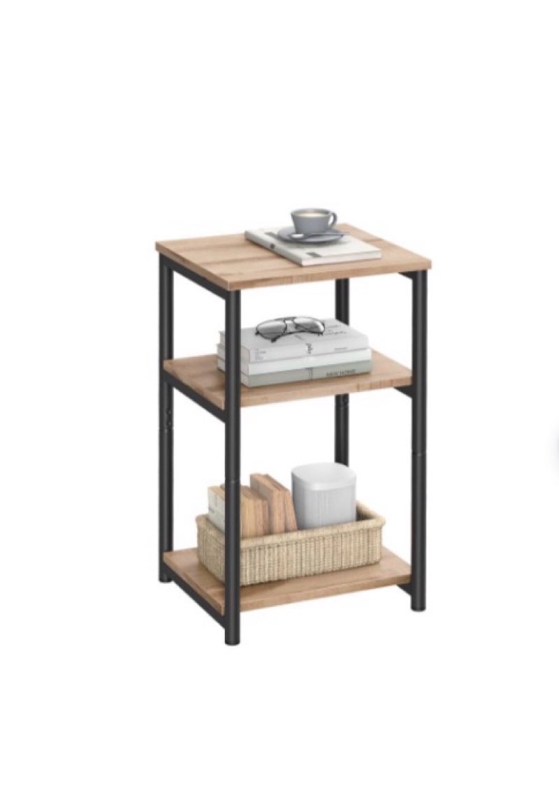  songmics home - side table, small end table, tall nightstand for living room, bedroom, office, bathroom - camel brown and classic black