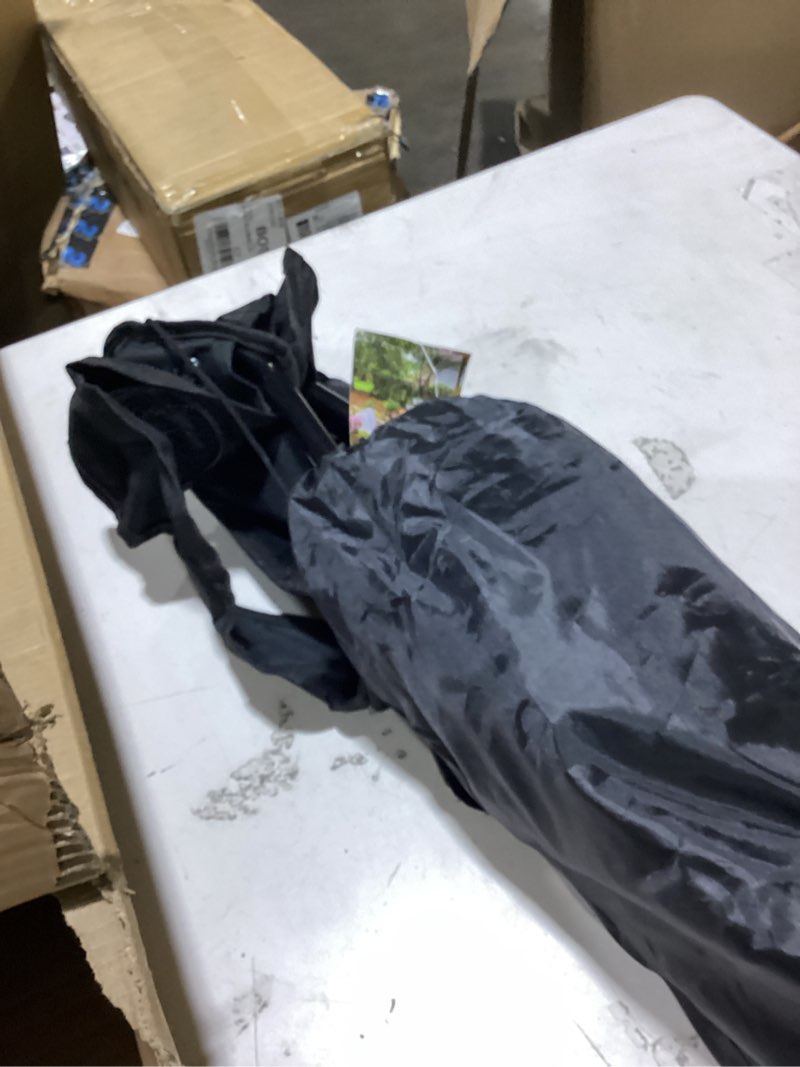 Condition photo showing As Is for folding camping chair with cup holder & side storage bag 300lbs capacity lightweight high back portable for beach, picnic, sport, black 20.5"d x 20.5"w x 33.8"h black 1
