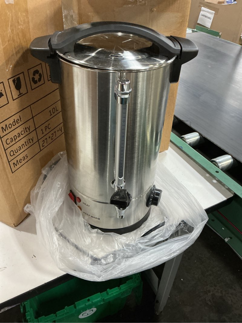Condition photo showing New/Like New for 2 gallon electric hot water dispenser, 950w stainless steel commercial water boiler and warmer, 110v temp adjustable tabletop tea coffee urn for parties (2gal silver)