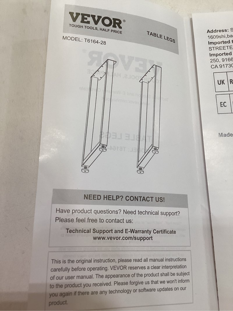 vevor tough tools, half price table legs 