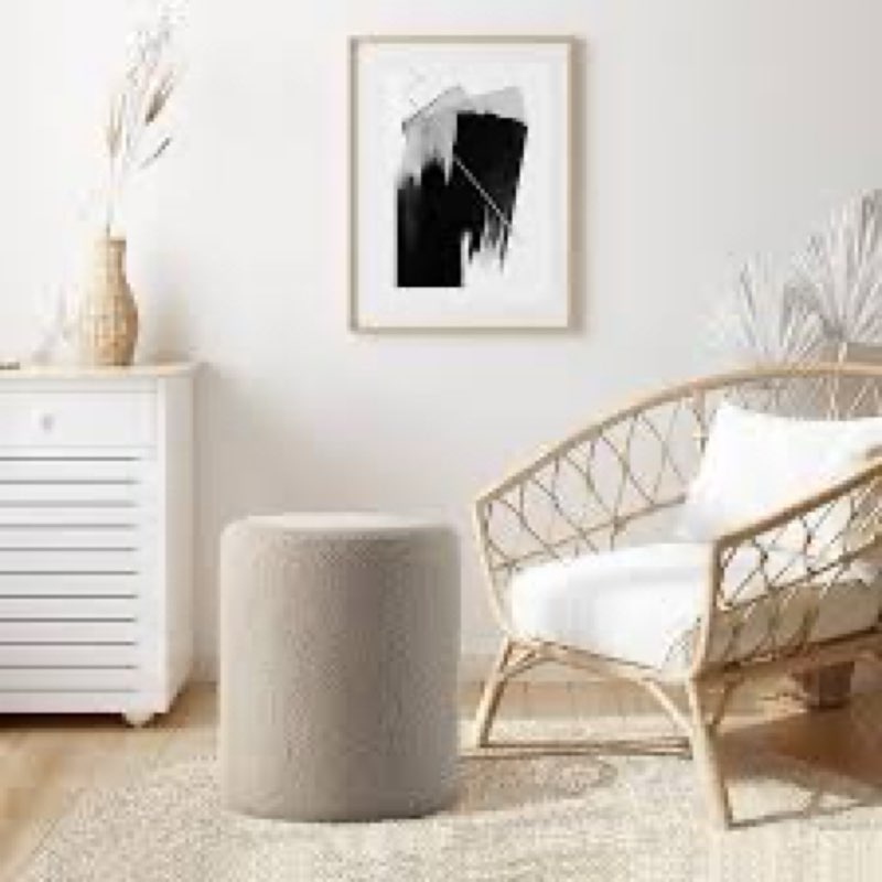 Get Set Style Modern Round Ottoman with Soft Padded Seat, Multifunctional Vanity Chairs for Makeup, Upholstered Footrest Stool Ottoman Foot Stool for Living Room, Bedroom