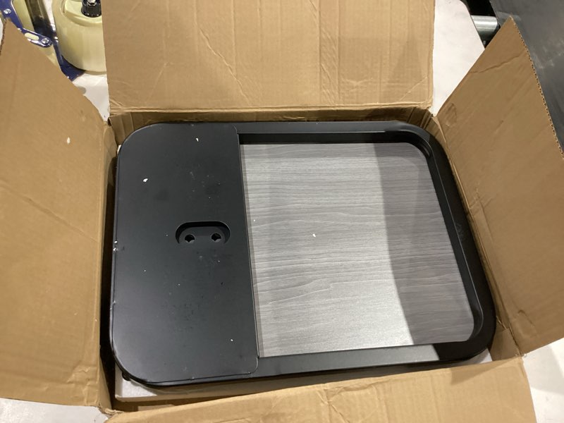 Condition photo showing As Is for Kitstorack TV Tray Table, Adjustable Height & Rounded Metal Corners, Snack Table for Couch, Sofa, Bed, Chair, Living Room, C Shaped End Side Table for Eating, Dinner or Laptop, Small Spaces, Dark Gray Dark Gray Standard