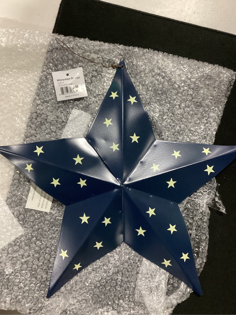Condition photo showing Good Condition for e-view metal barn star patriotic home decor primitive indoor outdoor wall art rustic hanging stars decorations for walls fence porch house july of 4th decoration