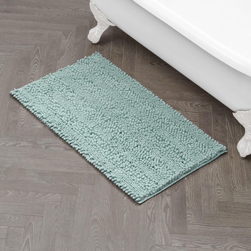 laura ashley – astor chenille bath mat | 100% polyester | premium bathroom décor | machine washable | tpr backing | measures 20” x 34” | sage green
