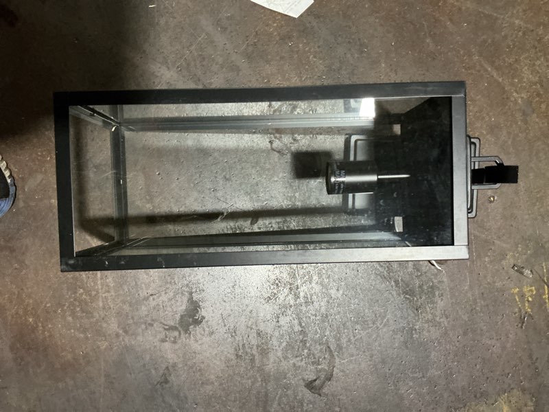 Condition photo showing Good Condition for jardine 20 in. 1-light black modern outdoor wall light fixture with clear ribbed glass