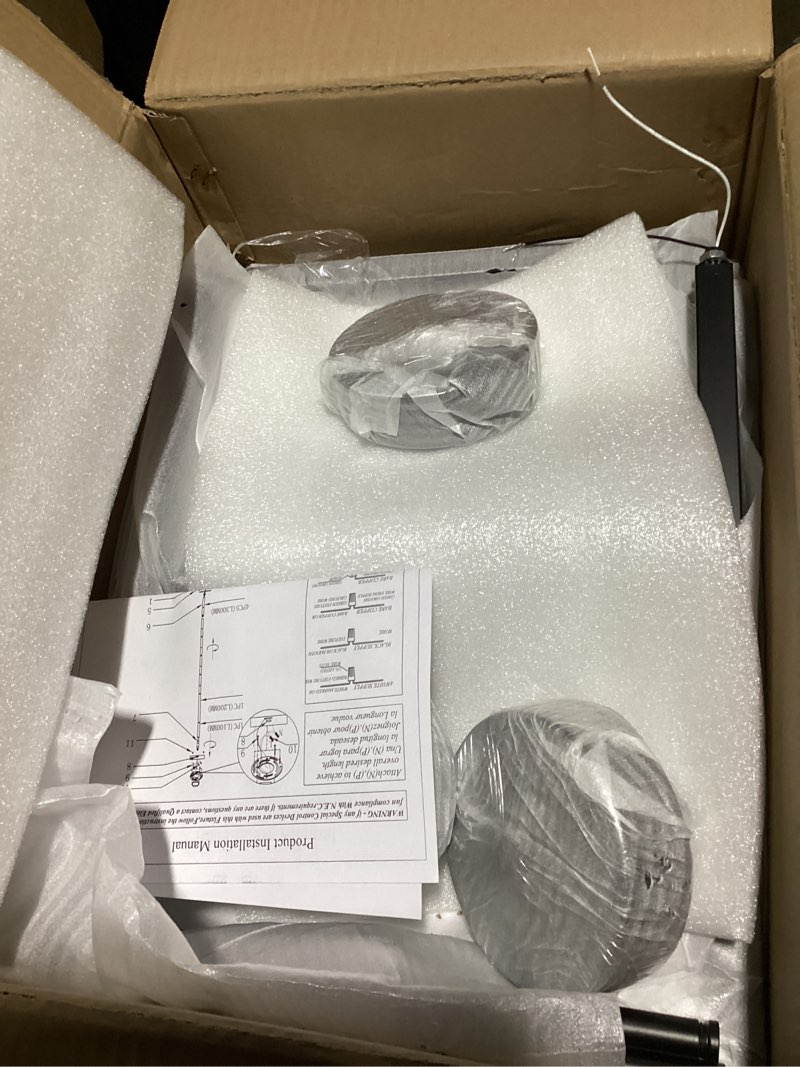 Condition photo showing Good Condition for Black Chandelier for Dining Room,12-Light Dining Room Light Fixture Modern Geometric Metal Hanging Industrial Chandeliers for Entryway Kitchen Island Foyer Farmhouse Chandeliers Black 12-light