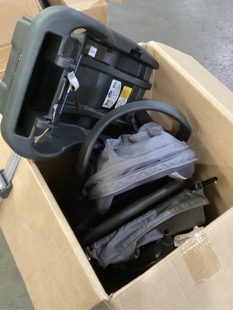 Condition photo showing As Is for evenflo pivot modular travel system with litemax preemie and infant car seat (casual gray) casual gray pivot modular travel system with litemax infant car seat new side impact