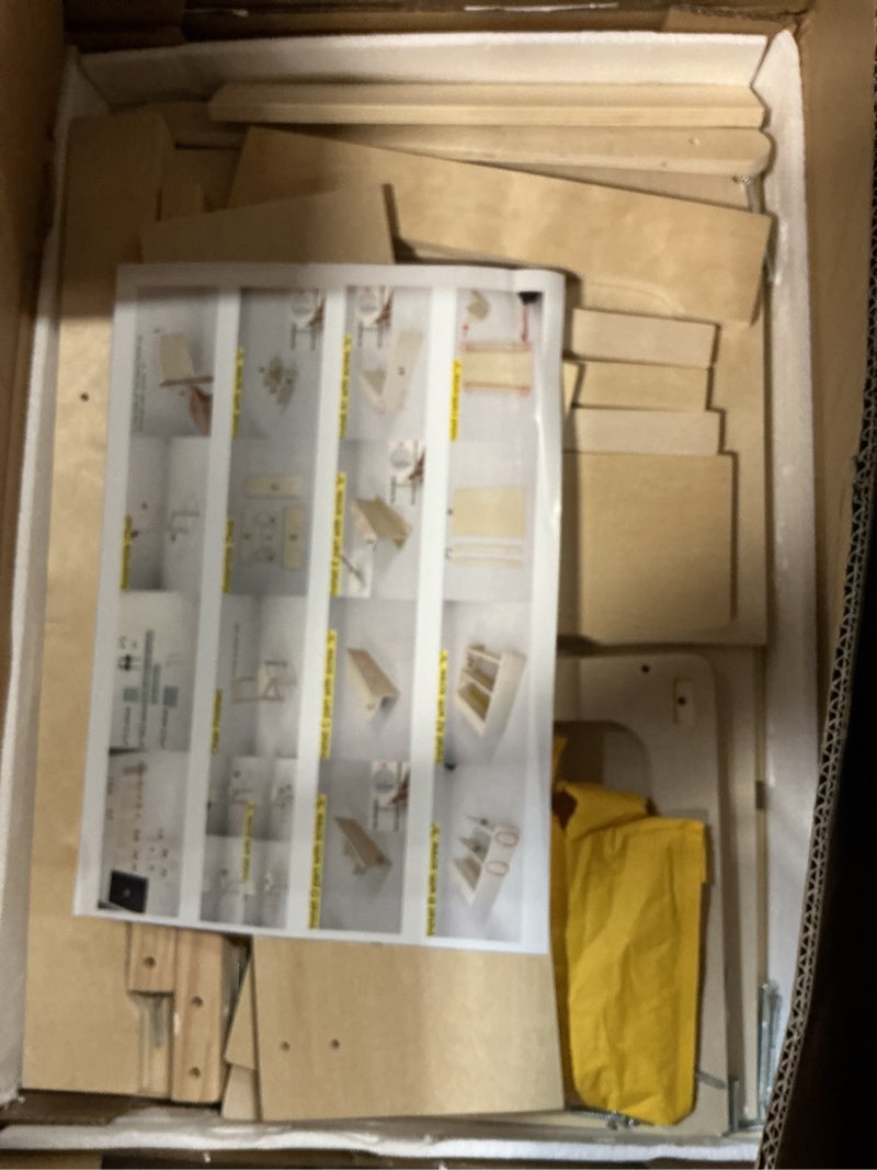 Condition photo showing As Is for kids art table and chair set, sturdy beech wood study desk for children’s drawing, learning & play - multi-functional activity table for home,toddler desk with storage and 1 chair