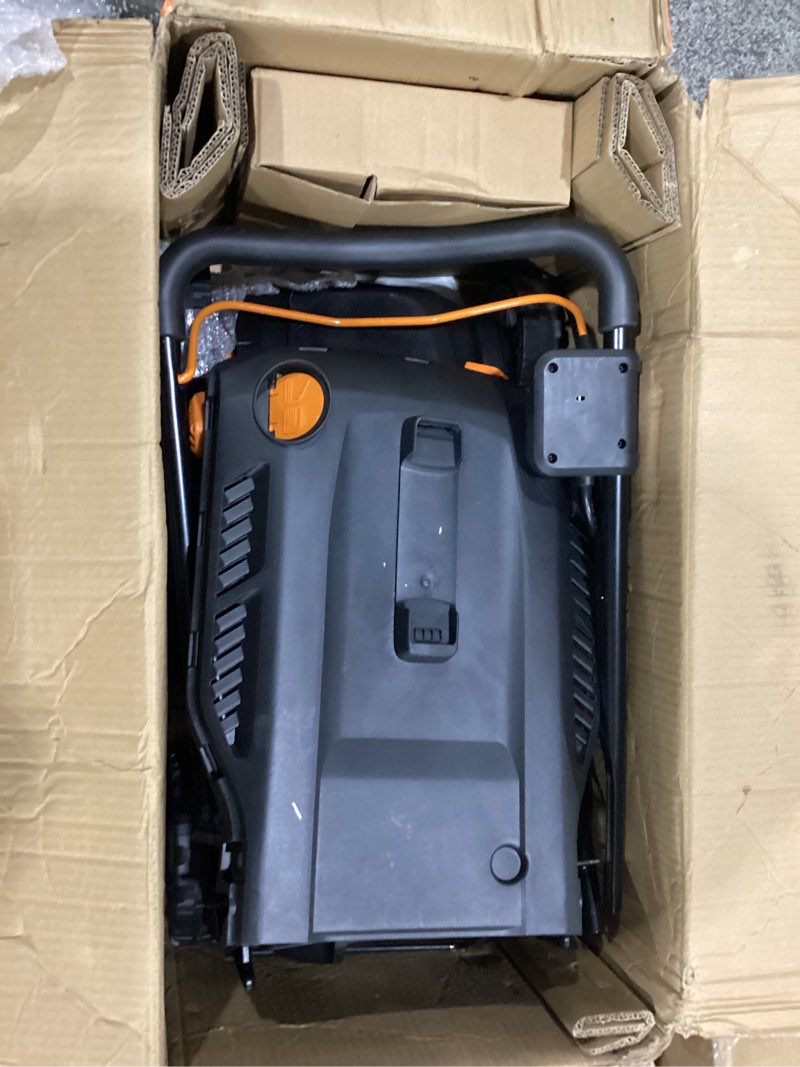 Condition photo showing New/Like New for worx 14" cordless lawn mower, 2 in 1 electric mower cuts quietly, compact & lightweight push lawn mower with 6-position height adjustment for small yards, 2 batteries & charger included, wg779 14" 40v mower w/(2) 4.0ah batteries