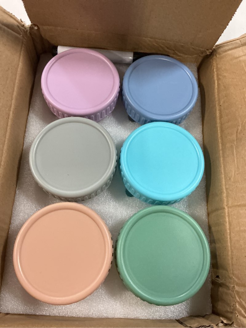 Condition photo showing New/Like New for DRKIO 6 Pack Glass Baby Food Storage Containers - 4 Oz Baby Food Jars with Lids Baby Food Maker Microwave Dishwasher Freezer Safe 100% Leak Proof BPA Free Reusable 4 Oz - Multicolor