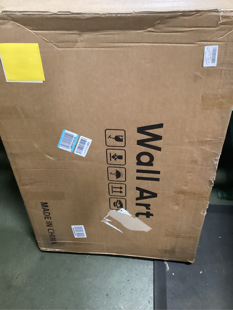 Condition photo showing New/Like New for Framed Textured Wood Mountain Wall Art for Living Room, Large 3 Piece 3D Wood Farmhouse Artwork for Walls, Boho Landscape Mountain Forest Sun Wall Art Decor for Bedroom Office Hallway, 24x36 Inch 24" W x 36" H x 3Pcs 3D Mountain