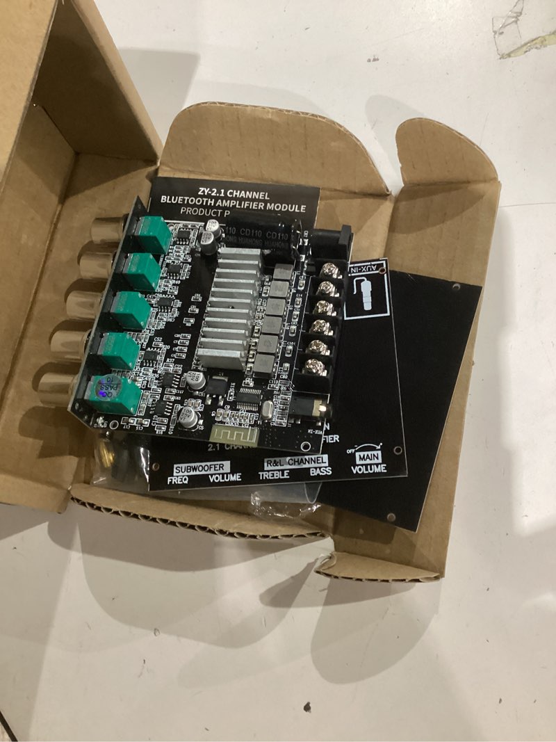 Condition photo showing Good Condition for Bluetooth 5.1 Audio Stereo Amplifier Board,200W HiFi 2.1 Channel Mini Subwoofer Power Amp Module with Treble & Bass Control,DC 12-24 V, Audio Amp Board for Home DIY Wireless Speaker ZJ-21