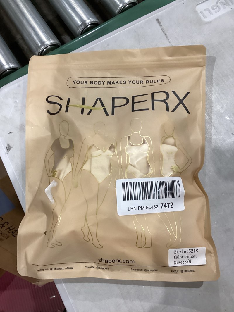 Condition photo showing New/Like New for SHAPERX Women's Seamless Shapewear Bodysuit Tummy Control Body Shaper Waist Snatching Body Suit Small-Medium Beige Mid Thigh