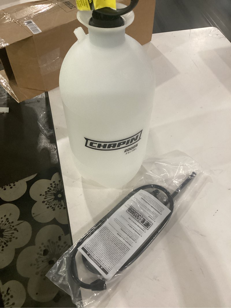 Condition photo showing Good Condition for chapin 20005 pump sprayer, 2?gallon, lawn & garden, translucent poly tank, funnel?top, surespray, adjustable cone nozzle & 34" hose for fertilizer, weed & pest application 2-gallon