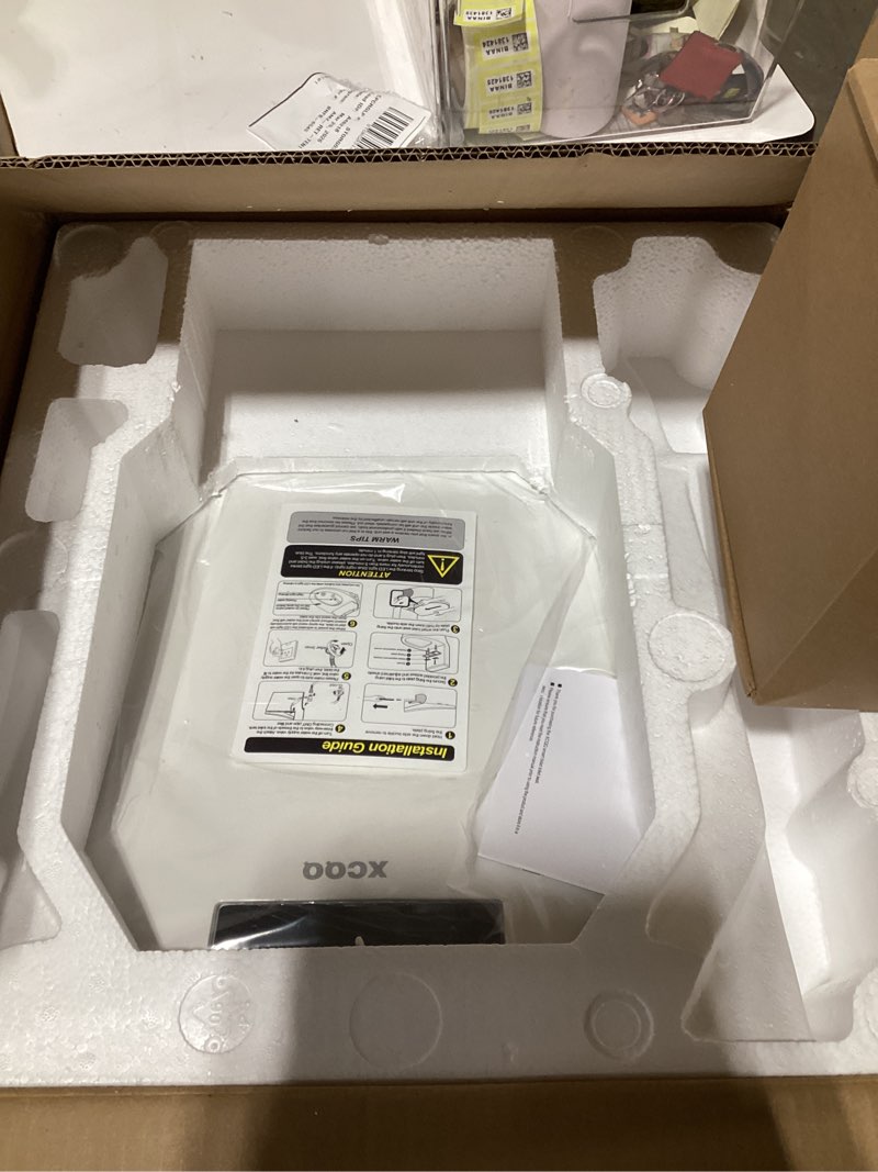 Condition photo showing Good Condition for electric heated bidet toilet seat with warm water wash, warm air dryer, soft closed lid, night light, led display, toilet seat with bidet requires outlet - elongated
