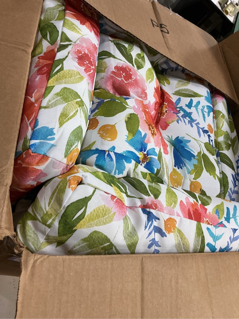 Condition photo showing Good Condition for hoteam 6 set outdoor patio chair cushions 20 x 42 in deep seat waterproof patio cushions set for furniture replacement removable seat and back (flower) 6 flower