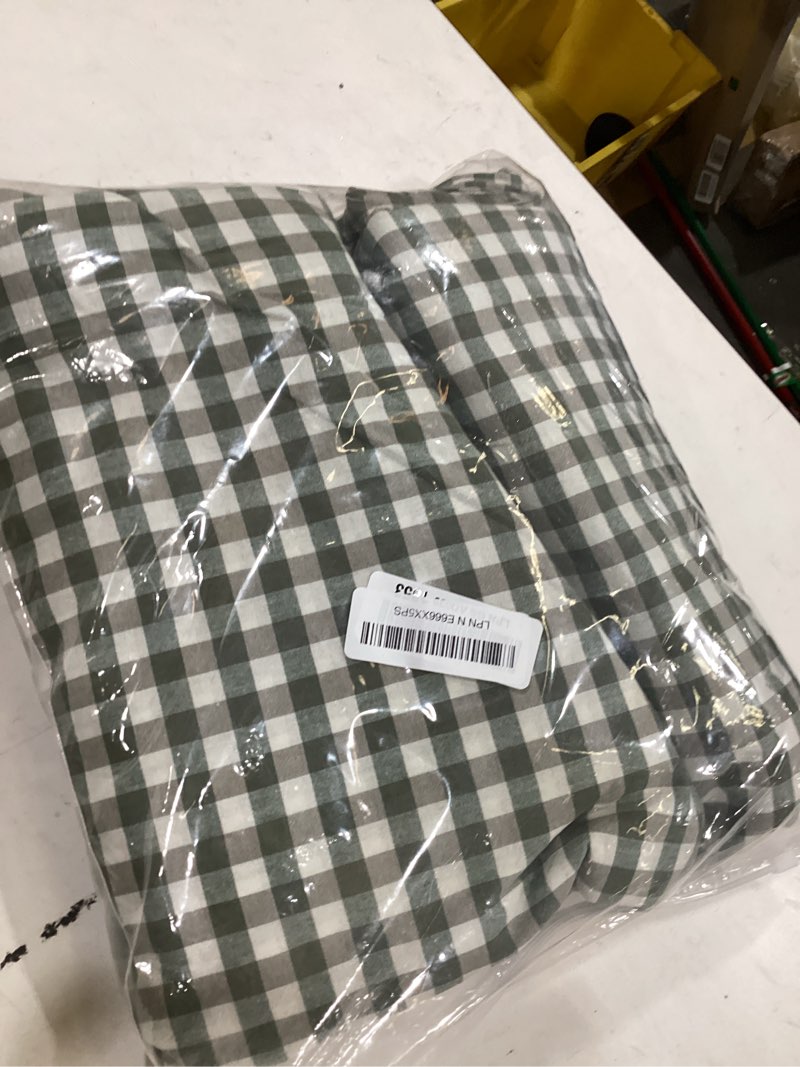 Condition photo showing New/Like New for morromorn green gingham duvet cover set 100% washed cotton linen like soft, 3-pieces bedding sets comforter cover & 2 pillowcases - farmhouse vintage breathable comfy checkered plaid (king 104"x90") green gingham king (104" x 90")