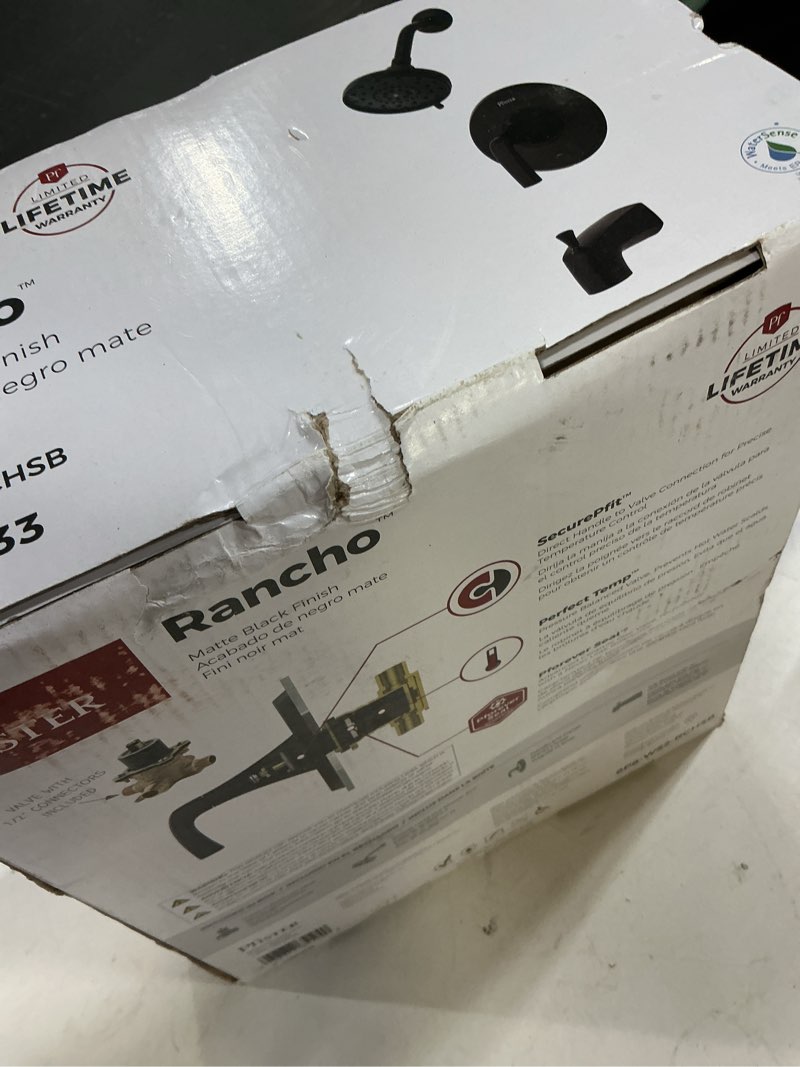 Condition photo showing Good Condition for pfister rancho matte black 1-handle multi-function 4.94-in round bathtub and shower faucet valve included