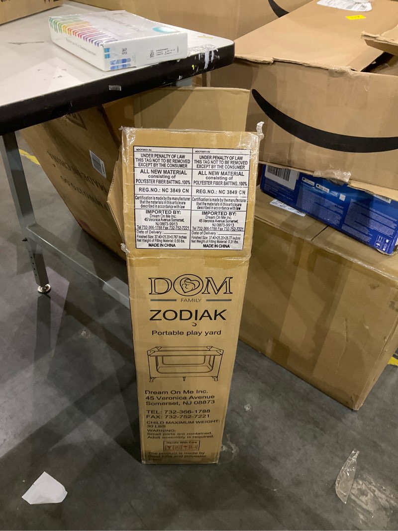 Condition photo showing Good Condition for Dream On Me Zodiak Baby Playard, Breathable Mesh Sides, Soft Comfortable Mattress, Quick & Easy to Fold with Travel Carry Bag, Compact Space Saving Design - Grey/Green