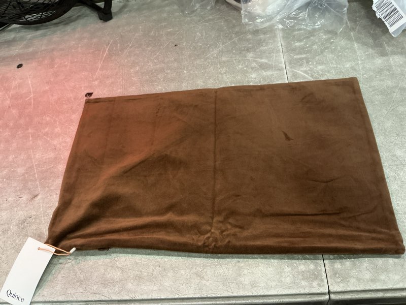 Condition photo showing Good Condition for quince cotton velvet pillow cover 12” x  20” brown