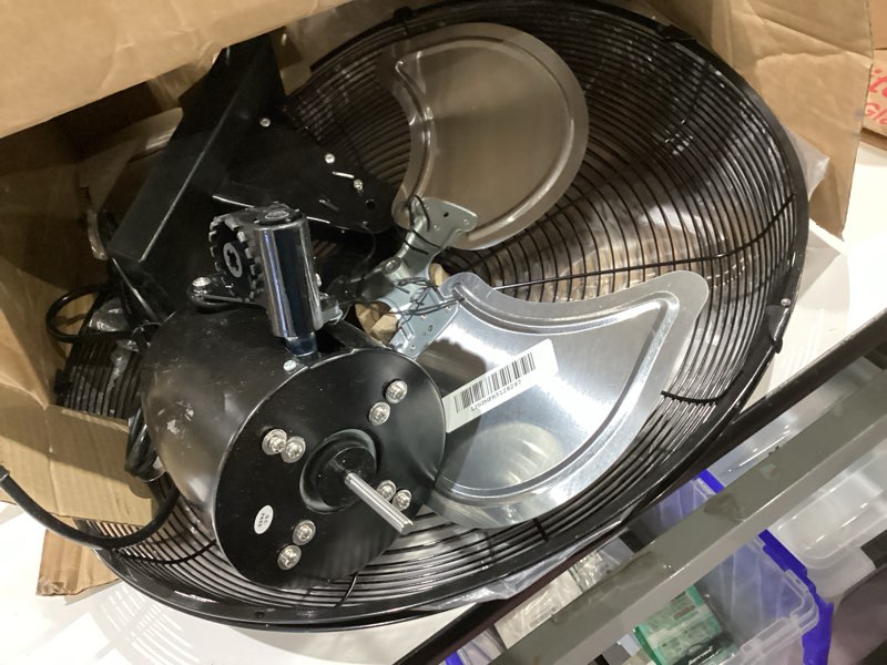 Condition photo showing As Is for iliving 20" outdoor oscillating high velocity wall fan with 4750 cfm heavy duty weatherproof motor, variable speed adjustment for workshop, garage, patios, commercial and industrial, 20 inch,black 20-inch