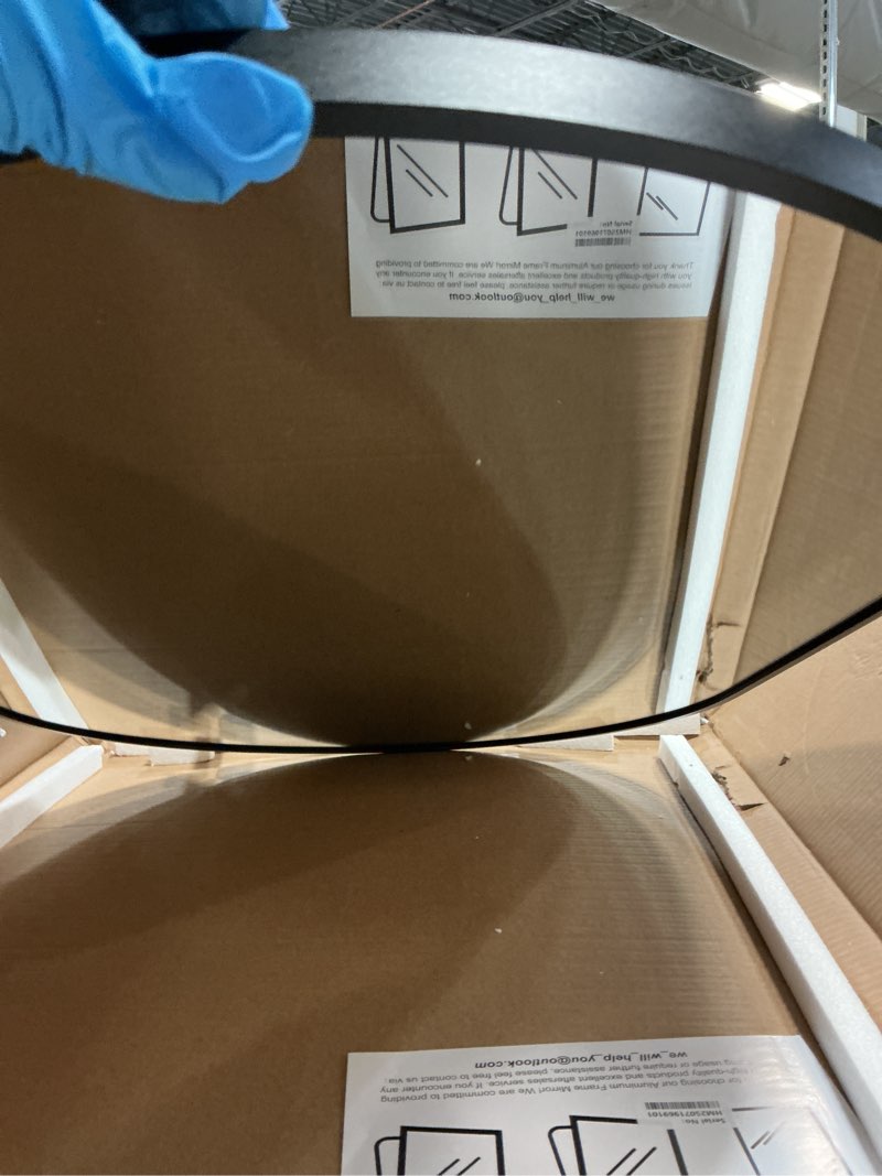 Condition photo showing Good Condition for bathroom mirror for wall,30''x20'',black oval mirror for bedroom entryway bathroom, metal framed vanity mirror(30''x20'',black) oval black 30"l x 20"w