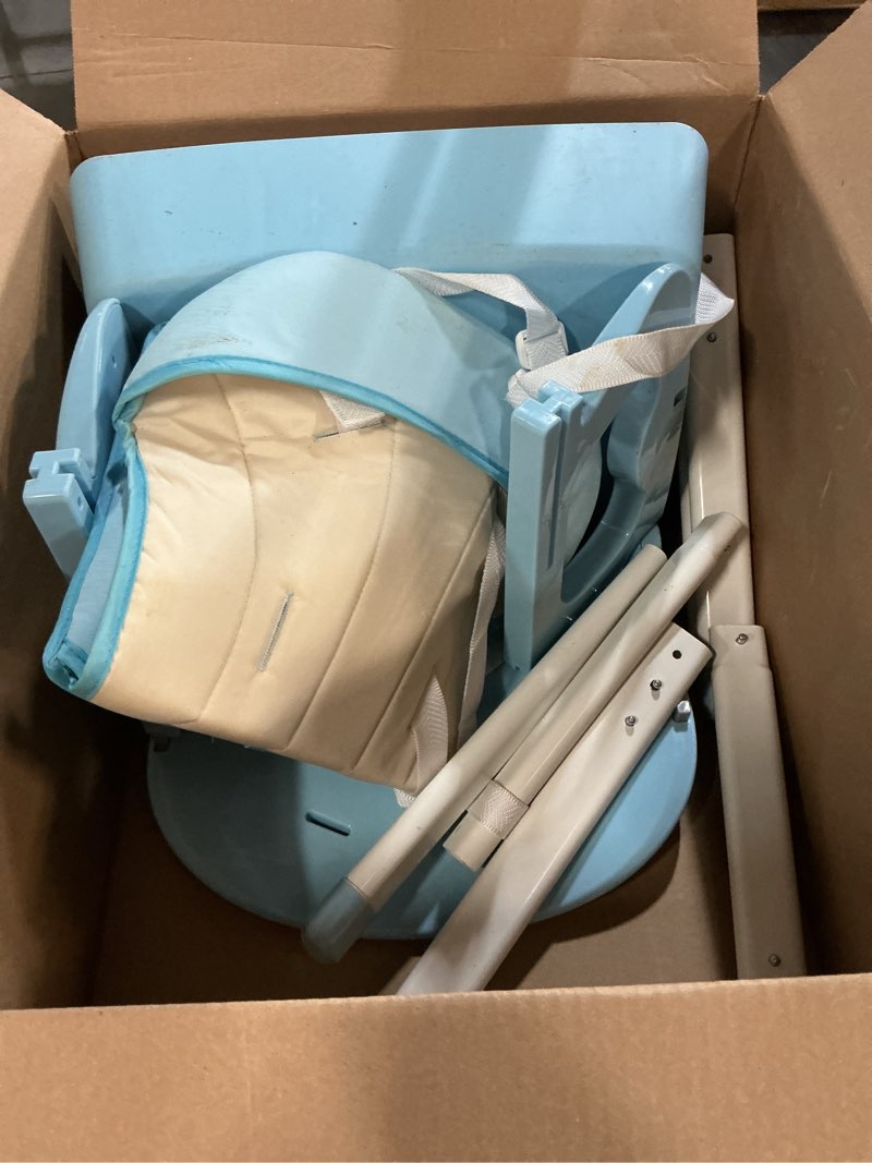 Condition photo showing As Is for 5 in 1 Foldable Baby High Chair,Convertible Highchair for Babies and Toddlers-Portable Infant Booster Seat,Carry Small Box,Dining Chair,Toddler High Chair with 5-Point Harness,Removable Tray-Blue