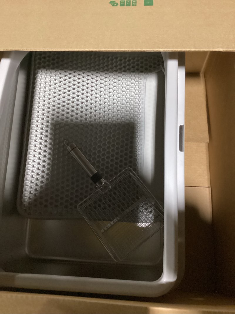 Condition photo showing New/Like New for Stainless Steel Litter Box | XL Enclosed Cat Litter Boxes with Lid for Big Cats | High Sided, Anti-Urine Leakage | Non-Stick Bottom & Includes Litter Mat & Metal Scoop