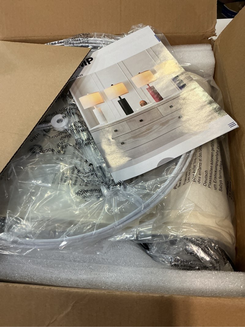 Condition photo showing New/Like New for 24.5" black lamps set of 2, modern table lamps for living room with usb c+a ports, creative stripe touch lamps for nightstand, 2 bulbs included
