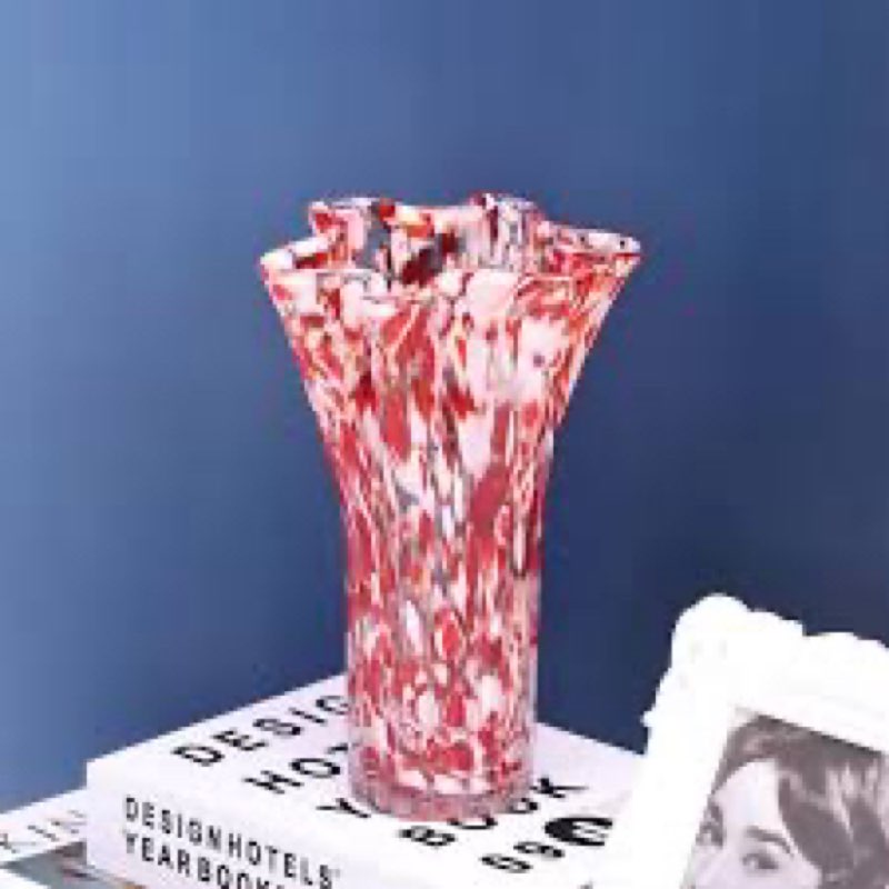xmgzq red vases for centerpieces,hand blow glass vase,small red white vase decorative,flower vase st