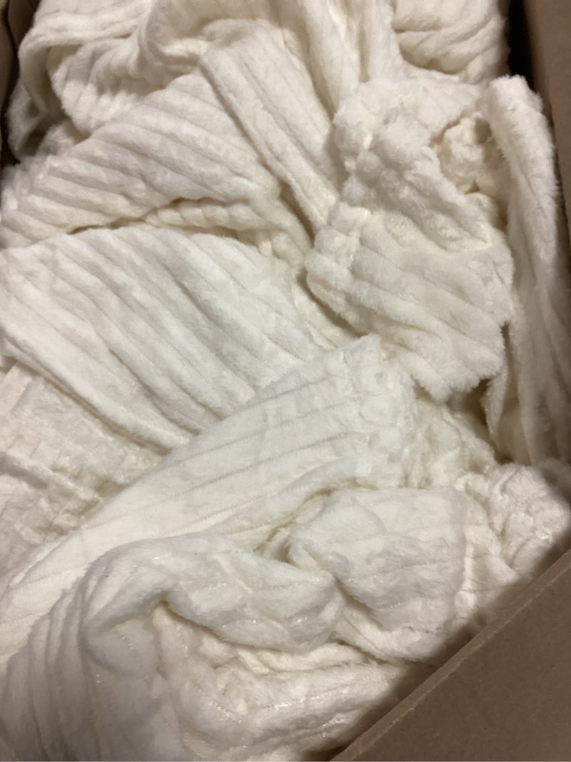 Condition photo showing As Is for Buryeah 12 Pcs Flannel Throw Blanket Bulk 50 x 60 in Sleepover Blanket Outdoor Wedding Throw Lightweight, Oeko-tex Standard 100 Certified for Sofa Homeless Gifts (Cream White) 12 Cream White