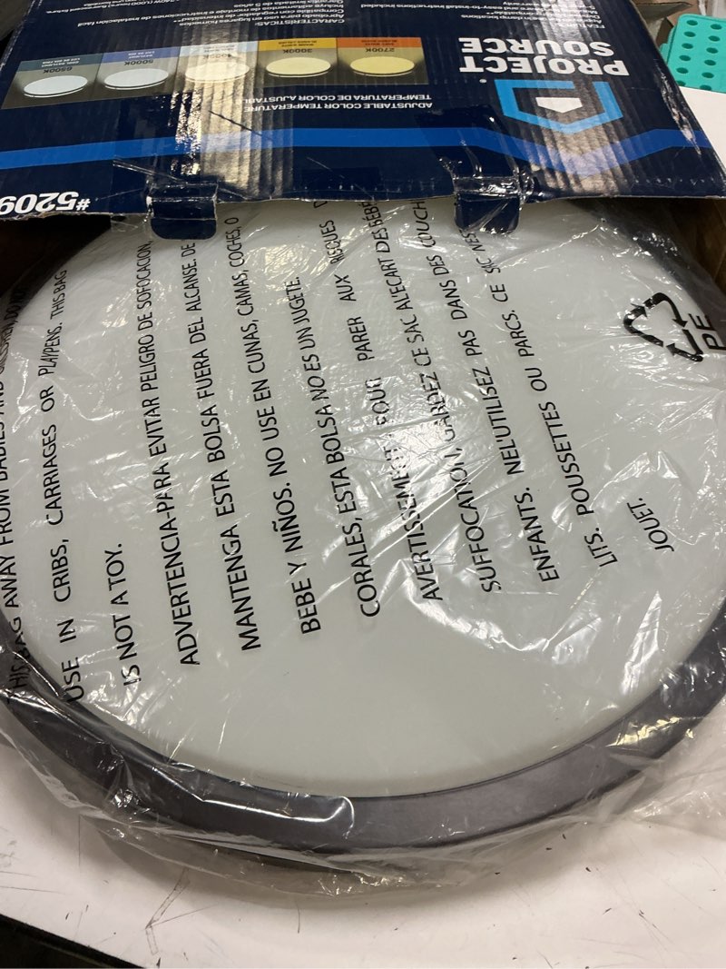 Condition photo showing As Is for project source 1-light satin nickel led flush mount light