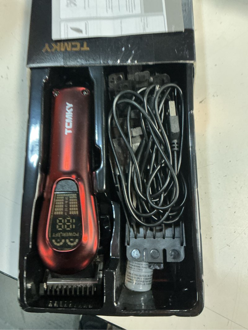 Condition photo showing As Is for tcmky hair clippers for men professional clippers for men cordless&corded barber clippers for hair cutting & grooming. rechargeable hair trimmer kit for household (red)