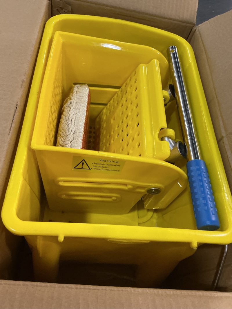 Condition photo showing Good Condition for matthew cleaning 22 quart compact mop bucket incl.2 pack mop head with side press wringer on wheels,tandem portable floor cleaning wavebrake,ideal for household,industrial,restaurant,janitorial use yellow 22 quart