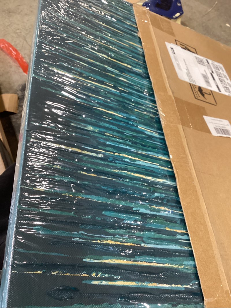 Condition photo showing New/Like New for Hand Painted Blue Abstract Canvas Wall Art Contemporary Modern Textured Oil Painting for Living Room Bedroom Office Decor Blue 24"L x 24"W