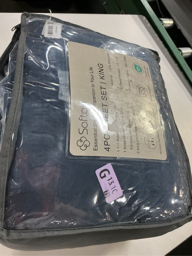 Condition photo showing Good Condition for king size 4 piece bed sheet set - ultra imitation cotton-hotel luxury bed sheets deep pocket up to 15" - premium breathable & cooling sheets - wrinkle, fade, stain resistant (navy blue, king) navy blue king