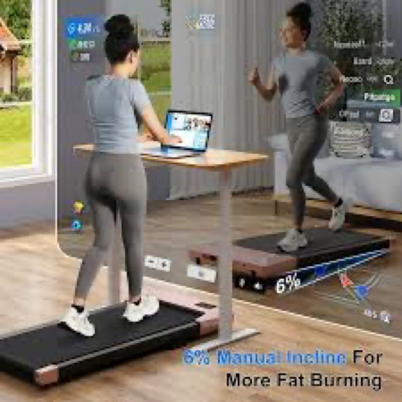 walking pad with incline, under desk walking pad treadmill, 2.5hp walking pad with remote and led display, 3 in 1 portable walking pad with 265 lbs weight capacity for home office