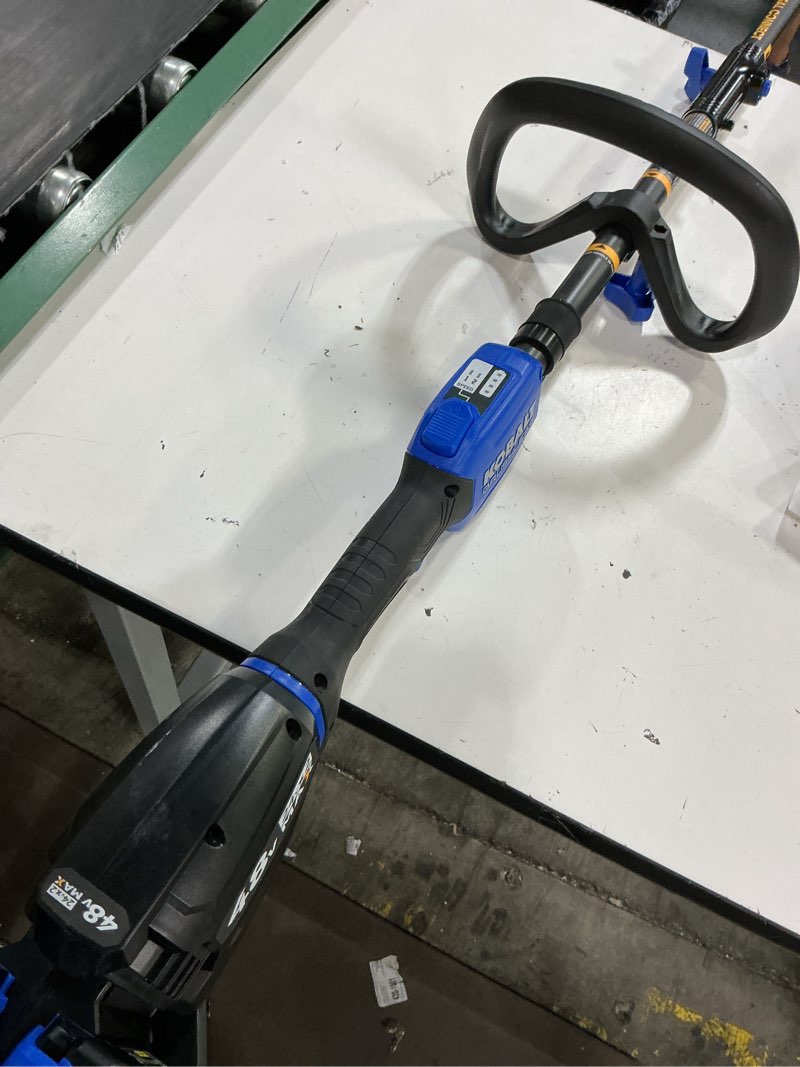 Condition photo showing As Is for kobalt kms 3248-06, kms1524-06 48 v attachment capable string trimmer