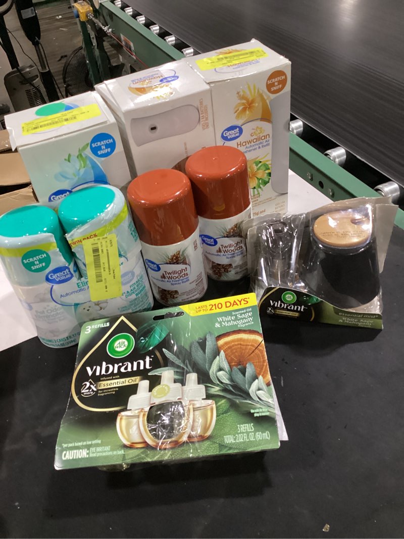 Condition photo showing As Is for assorted home fragrance and air freshener collection