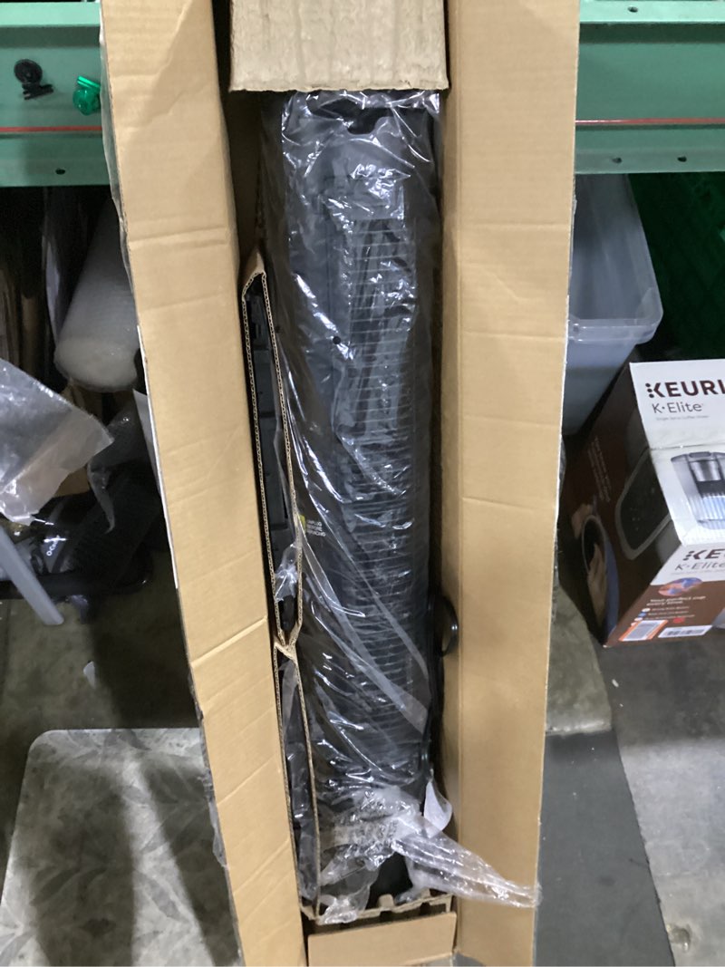 Condition photo showing As Is for lasko pinnacle 40” tower fans for home, 32 ft/s airflow, quiet 24db, 90° oscillation, standing fan for bedroom with 24 hour timer, dc motor, air filter for hair & dust, night light, remote, dst100